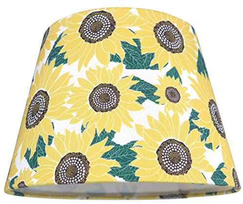 ESSENCE Lights, Floral SONNENBLUMEN-Design, konisch Lampenschirm stoff, lampenschirm klein, leinen textilschirm, lampenschirm nachttischlampe, lampenschirm für Tischlampe/Hängelampe, 25cm