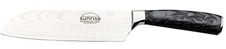 Rockingham Forge Sunrise Collection 7 Santoku Knife, Stainless Steel with Resin Handles, Jet Black