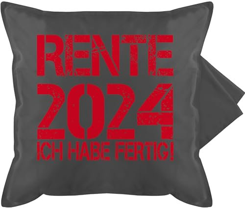 Kissenbezug - Rentner Kissen - Rente 2024 - Ich habe fertig! - 50 x 50 cm - Grau - rentenkissen retirement renter kissenhülle ruhestandskissen zum ruhestand rentenbeginn mitbringgeschenk für