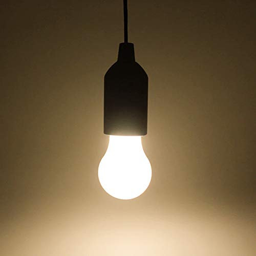 LED Pull Cord Light Bulb, Colorful LED Bulb Light Battery Operated Pull Cord Lamp On a Rope Retro Bulb Light for Party, Weddings, Festivals Lighting, Camping, Child Room Decoration