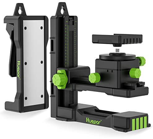 Huepar - Soporte con soporte láser para montaje magnético, función giratoria magnética, 360 °, soporte ajustable con 1/4 -20 macho Threaded, Height Adjustment - PV11+