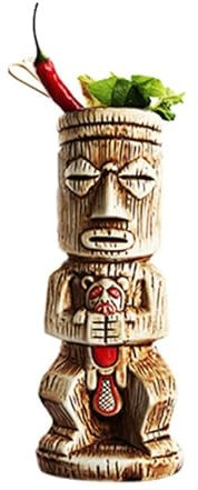 FIYSON Verres Tiki pour Cocktails, Tasses Tiki en céramique, Tasses Tropicales hawaïennes pour fête tiki créative, Verres à Cocktail, Grand Bar, Verres à Boire de qualité supérieure (style1)