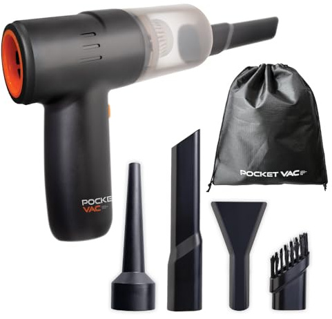 Pocket Vac Handheld Vacuum – Cordless, Rechargeable, Compact Portable Car Vacuum, Small Hand Held Mini Vacuum Cleaner for Home, Kitchen, Car Interior, Pet Hair, Dust & Crumbs, Lightweight Hand Vacuum