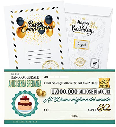 KAÏDENSÏ Idea Regalo Compleanno Originale 80 Anni – Biglietto Auguri Assegno Del 80Enne - Maxi Biglietti d’Auguri Originali - Idee Regali Uomo Originali - Gadget Scherzi Biglietti Divertenti per Lui