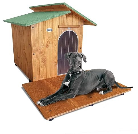 Hundehütte aus Holz mit Fensterbank für Hunde für den Außenbereich als Geschenk Made in Italy Modell Alpen und Dogge 121 x 170 x 108 cm