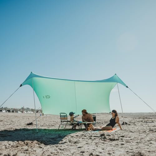 Neso Tents Grande Strandzelt, verstärkte Ecken und Kühltasche, 2,1 m hoch, 2,7 x 2,7 m, Türkis (Seafoam)