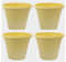 Fyne-Finds Set of 4 Round 30cm, 12inch Garden Plastic Material Plant Pot Yellow Outdoor Planter Decorative Cover, Drainage Holes, Weather Proof