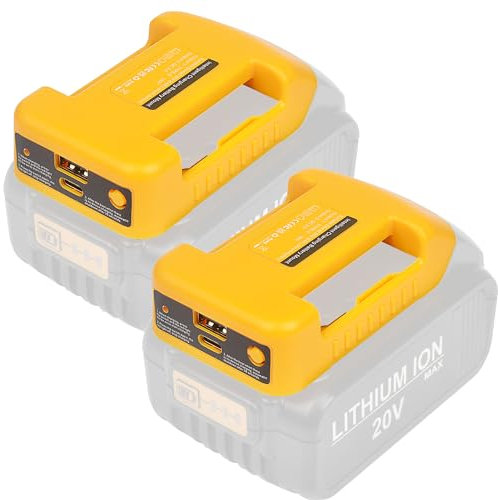 2 Pack Dewalt 18V/20V Battery Adapter With USB & Type-C Power Source Charger for MAX Lithium Battery (Adapter Only)