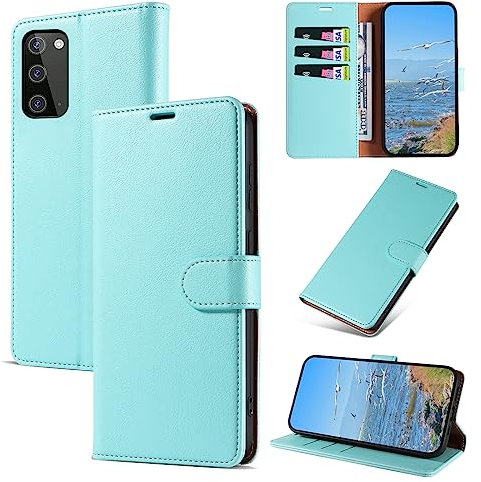 KKEIKO Hülle Kompatibel mit Samsung Galaxy Note 20, Magnet Klappbar Handyhülle mit Kartenfach, PU Leder Stoßfest Schutzhülle für Samsung Note 20, Grün