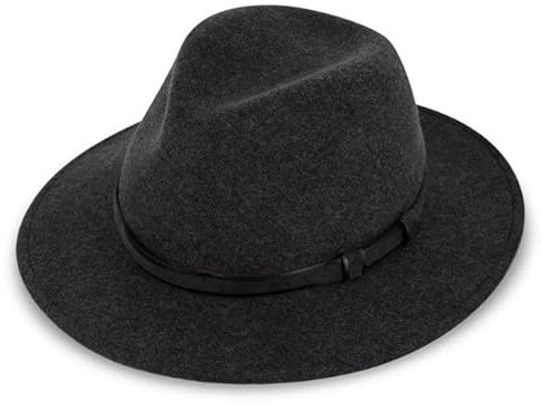 fiebig Dover Traveller Wollfilzhut | Crushable & Waterproof Filzhut mit Ledergarnitur | Outdoor Hat (63-XXL, Anthrazit-Melange)