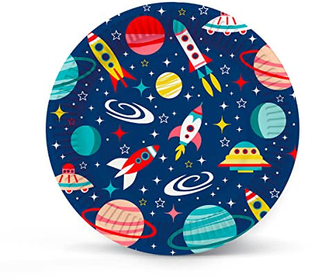 PAW - Assiette Jetable en Carton (23 cm) I Lot de 8 Assiettes Jetables I Idéale pour Barbecue, Anniversaire ou Fête I Assiette Jetable Anniversaire - Space