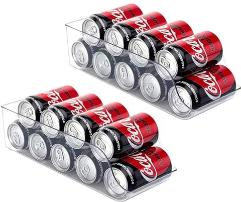 YverLand (Pack 2 Unidades) Organizador de latas para nevera. Dispensador de botellas de agua para frigorifico. Caja de almacenaje de comida para la cocina. (2)
