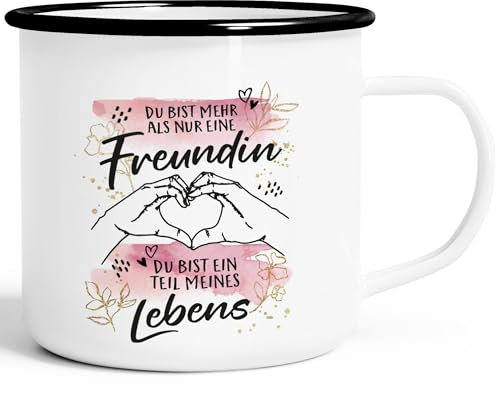SpecialMe® Emaille-Tasse Freundschaftsgeschenk BFF Du bist mehr als nur eine beste Freundin Geschenk emaille-weiß-schwarz standard