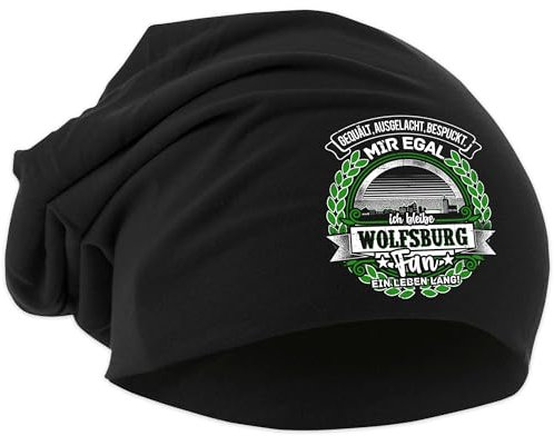 UGLYSHIRT EIN Leben lang Wolfsburg Mütze | Strickmütze Wolfsburg Sport Mütze Hut Logo Hat Stadt Dehnbar | Beanie