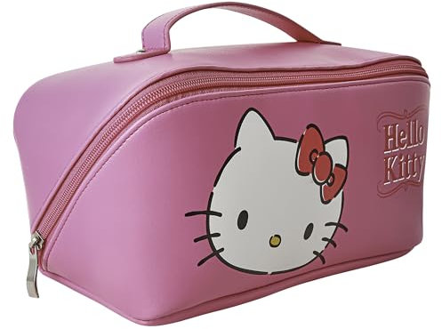 Hello Kitty Reise-Make-up-Tasche, offizielle Lizenz, Reise-Kosmetiktasche, Sanrio Travel Pink Make-up-Tasche, Gesteppte Tasche