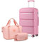 KONO 3-teiliges Hartschalen Reisegepäck-Set, Rose, 20 Inch, mit 1 Reisetasche, 1 Kulturbeutel und erweiterbarer Reisetasche
