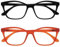 OPULIZE KAT Lesebrille - 2er-Pack - Cat-Eye Katzenaugen-Fassung - Schwarz, Orange - Herren & Damen - Federscharniere - RR59-1G - +1.00