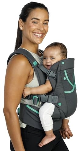 Infantino Porte-bébé Carry On Active, Porte-bébé Ergonomique Multi-poches pour Nouveau-né à Tout-petit 3,6–18,1 kg avec Bretelles Rembourrées, Rangement sur Ceinture Lombaire, Gris