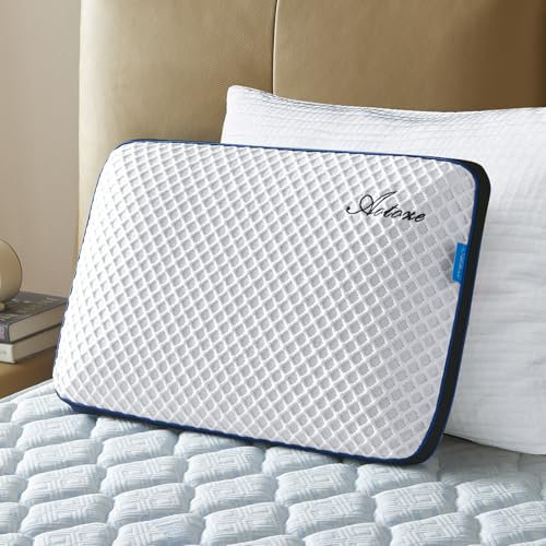 AOTOZE Visco Kissen Memory Foam Kopfkissen Flach, Kissen Nackenschmerzen,Viscoelastisches Nackenkissen,Ortopedischekopfkissen Gelkissen Kopfkissen Memoryschaum Bettkissen 60x40x8cm