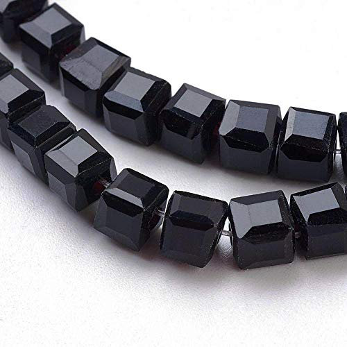 40stk Böhmische Kristallperlen 4mm, Tschechische Perlen Glasschliffperlen Glasperlen, Würfel, CZ Beads (Schwarz)