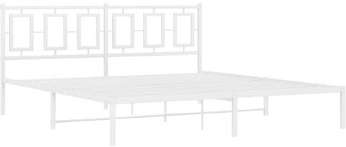 vidaXL Bettgestell, Metallbett Bett mit Kopfteil, Bettrahmen mit Lattenrost, Doppelbett Schlafzimmerbett Gästebett, Metall Weiß 180x200cm