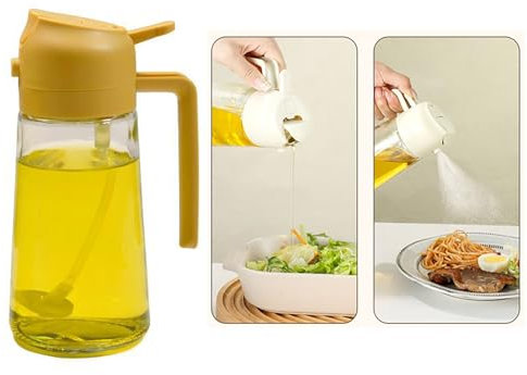 TEMU-SC 470ml Glas Sprühflasche öl, ölsprüher für speiseöl, oil sprayer, olivenöl spray, Sprüh-/Kippvorrichtung für Küche, Kochen, BBQ, Backen, Grillen, Braten, Salat