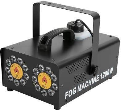 1200W Nebelmaschine Rauchmaschinen mit 3 LED, Dual Nozzle Rauchmaschinen mit Fernbedienung, Nebelmaschine für Theater Bühne Party DJ Show Bar Hochzeit Weihnachten Halloween