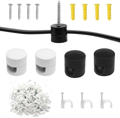 4 Pezzi Decentratore da Soffitto per Cavi Elettrici, Supporto Cavo Soffitto con Ferma Cavi Elettrici 10mm, Gancio a Soffitto per Cavo con Vite per Lampade da Soffitto