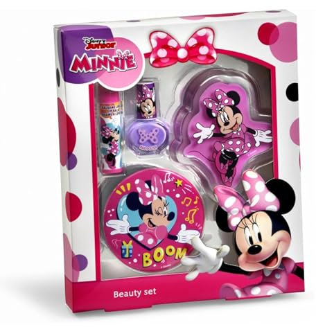 Minnie Mouse Kids Beauty Set for Kids - Makeup set for Girls includes Purple Nail Polish, Mirror, Lip Gloss, and Lip Balm - Safe, Fun, and Best Gift for Girls Aged 3+