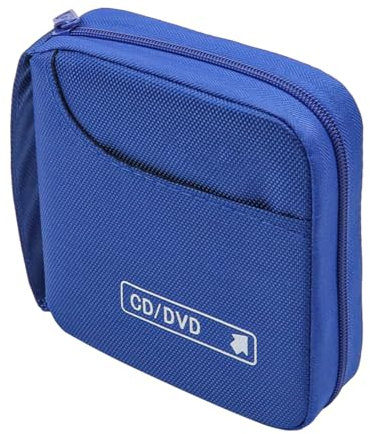 ZONADAH Storage Case 32 Disc CD Case Holder Storage Organizer DVD Binder DVD Portable Canvas Wallet Case Holder Travel VCD Storage Protective Case Bag Blue