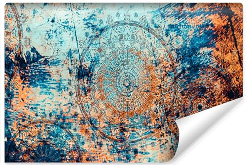 Muralo Fototapete Selbstklebend 3D, Buntes Mandala, Kunstdruck - 180x120 cm | Beeindruckendes 3D-Design, hochauflösender Druck - ideal für Wohnzimmer und Schlafzimmer, Ein außergewöhnliches Raumerlebnis