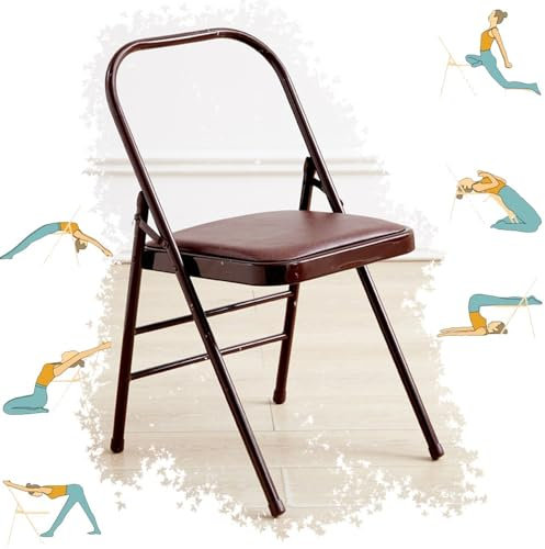 ZYXQQJ Pilates-Yoga-Stuhl Iyengar-Hilfsstuhl Yoga-Klappstuhl Mit Rückenlehne Für Gleichgewichtstraining Und Linderung Von Rückenschmerzen(Camel)