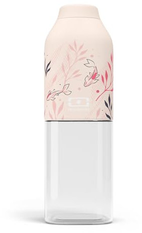 monbento - Bouteille Eau Réutilisable MB Positive M graphic Ambition - Petite Bouteille Plastique 500ml Parfaite pour le Bureau, le Sport, Pique-Nique - Gourde Réutilisable sans BPA - Motif Japonais