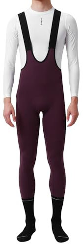 INBIKE Salopette Ciclismo Uomo Invernale Pantaloni Bici da Strada con Fondello Pantaloni Ciclismo con Bretelle Salopette Bici Termico Antivento in Pile con Tasche Antishock Riflettente Viola