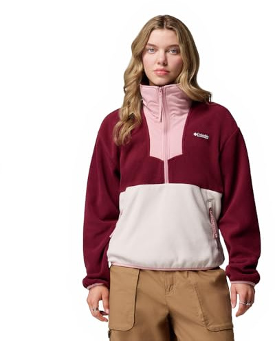 Columbia Damen Sequoia Grove Half Zip Fleece-Überziehhilfe, Rich Wine, Dark Stone, Eraser Pink, S EU