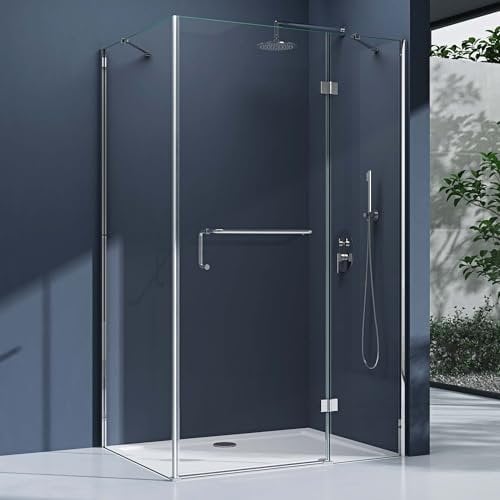 doporro Cabine de Douche Transparent en Angle 100x90cm Paroi de Douche Montage Réversible Rectangulaire Ravenna4K Verre de Sécurité 6mm Nano