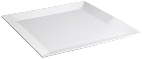 Lot de 24 Assiettes carrées à dessert LEA, Plat de repas en Porcelaine Blanche - Longueur 21 x largeur 21 x x hauteur 2 cm