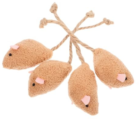 BELLIFFY Realistic Plush Mouse Toys Kitten Teething Toy Automatic Wobble for Indoor Cats' Entertainment