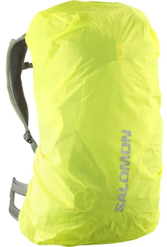 Salomon RAIN COVER MEDIUM Wasserdichte ultraleichte Rucksackhülle, verstellbare Passform für 25-40L Taschen, leuchtend gelber Wetterschutz, reflektierendes Design