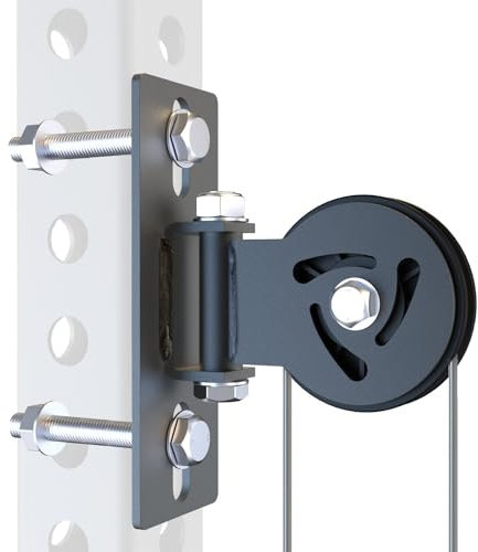J Bryant Universal Cable Pulley Attachment for Power Racks – Compatible with 5/8 Holes – Adjustable Mounting for 50x50mm, 50x75mm, 75x75mm Uprights – DIY Gym Pulley System