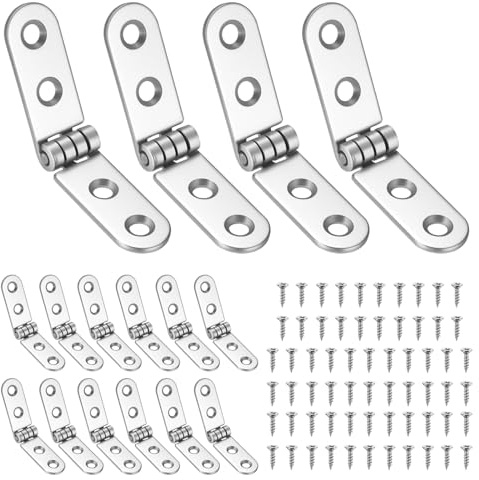 16 Pcs Charnière Plate, Charniere Porte Placard Cuisine, Charnières Pliantes à 180 Degrés, Charnières pour Porte en Bois Armoires Meubles Table Pliante