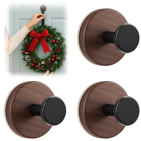 VelvetGlow 3 pièces Crochets de Couronne de Porte avec Ventouse pour couronnes sur Verre, fenêtres et Autres Surfaces Lisses; idéal pour la décoration de Noël, Thanksgiving et Halloween