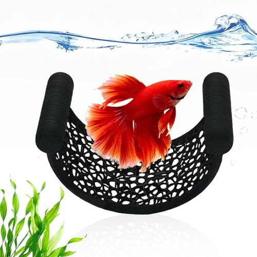 XIINGYAAN Schwimmende Betta Hängematte - Naturliches Ruhelager ohne Saugnapf, Netzdesign für Kampffische Kleine Fische,Schwarz