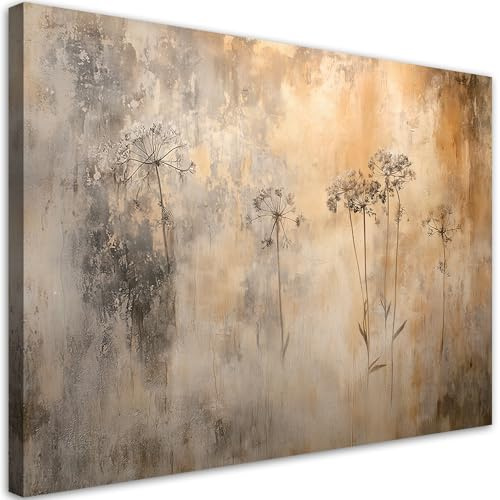 Feeby Impression sur toile 115x70 cm decoration chambre - tableau decoration murale - Plantes Dans La Brume Herbes - decoration maison Tableau Moderne toile peinture - ART - poster mural