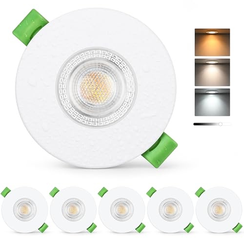 KYOTECH LED Einbaustrahler 230V Dimmbar 3CCT IP65 Deckenspots 60-75mm | 7W 770LM LED Einbauleuchten 2700K/4000K/6000K Spot Ultra Flach für Badezimmer Balkon Wohnzimmer 6er Weiß