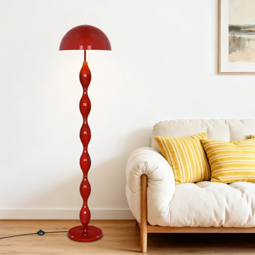 YESINTO Stehlampe Retro,Stehlampe Wohnzimmer Pilz Lampe,Leselampe Bodenlampe Mit E27 Sockel,Rote Floor Lamp für Schlafzimmer Büro Kinderzimmer Esszimmer,Vintage Stehleuchte,Fußschalter,Nordisch Stil