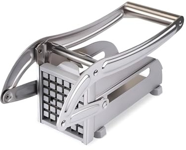 Stainless Steel Potato Fries Cutter, Manual French Fry Chipper with Lever Handle, Heavy Duty Vegetable & Potato Slicer for Home Kitchen Food Preparation