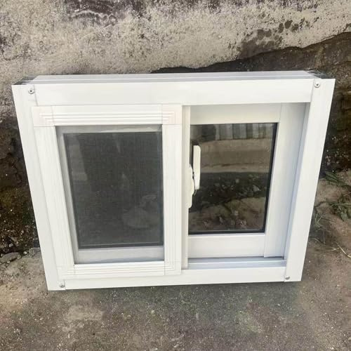 Fenetre Fenêtre Coulissante en Aluminium avec Moustiquaire, Fenêtres de Sous Sol Horizontales Blanches pour Entrepôts, Fenêtre en Verre Trempé(20x20in/50x50cm)