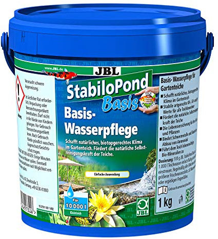 JBL Basis-Wasserpflege für Gartenteiche, Granulat für 10.000 l Teichwasser, StabiloPond Basis, 1 kg