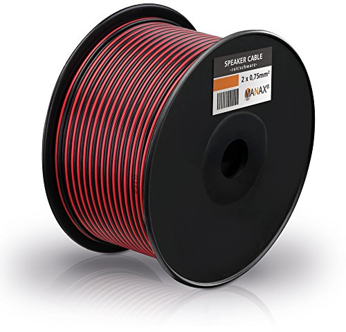 Premium - Cable de Altavoz (2 x 0,75 mm², 100 m), Color Rojo y Negro